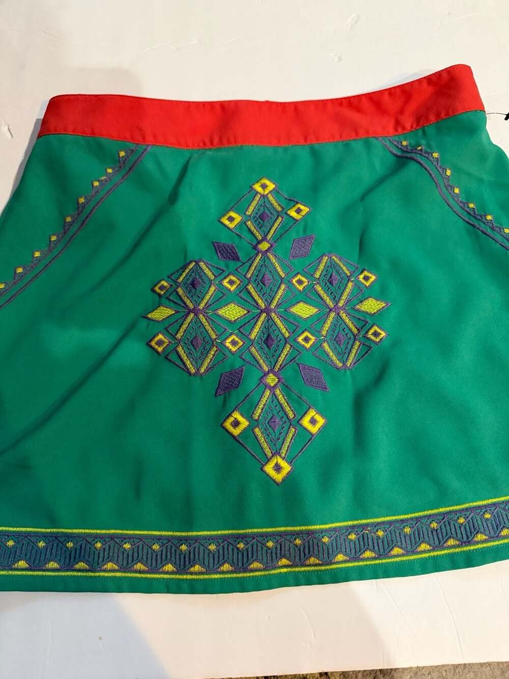 Flying Tomato Embroidered Mini Skirt with Geometric Pattern Style #IR5693